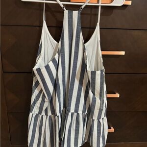 Blue and white stripe baby doll tank top